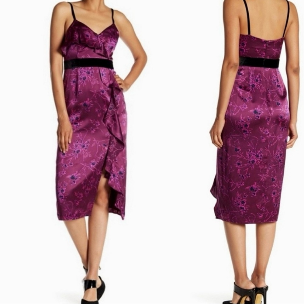 Cinq a Sept Purple Floral Asymmetrical Dress